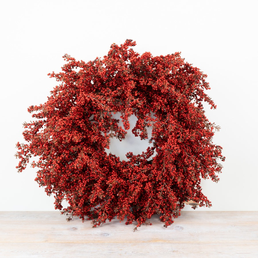 Artificial Red Berry Wreath Christmas Door Decoration Festive Seasonal Garland Traditional Home Décor 60cm Item #79339