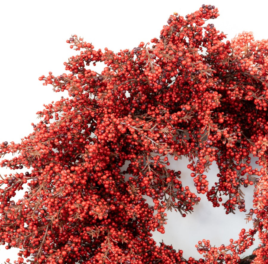 Artificial Red Berry Wreath Christmas Door Decoration Festive Seasonal Garland Traditional Home Décor 60cm Item #79339