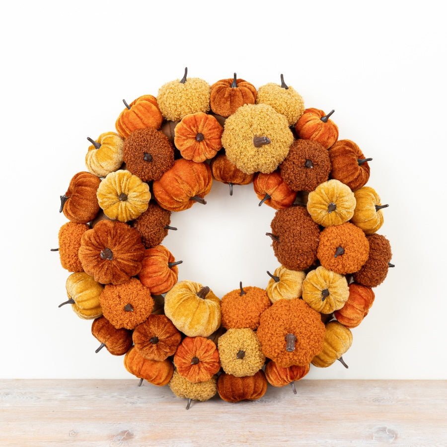 Pumpkin Wreath Autumn Seasonal Door Decoration Rustic Harvest Halloween Thanksgiving Home Décor 44cm Item #79342