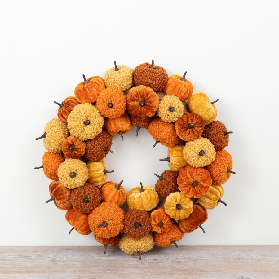 Autumn Pumpkin Wreath Orange Yellow Brown Harvest Door Wreath Seasonal Rustic Home Décor 38cm Item #79355