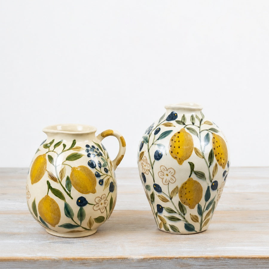 Lemon Glaze Vase 21.5cm – Yellow Ceramic Flower Vase Gloss Finish Decorative Home Decor Accent