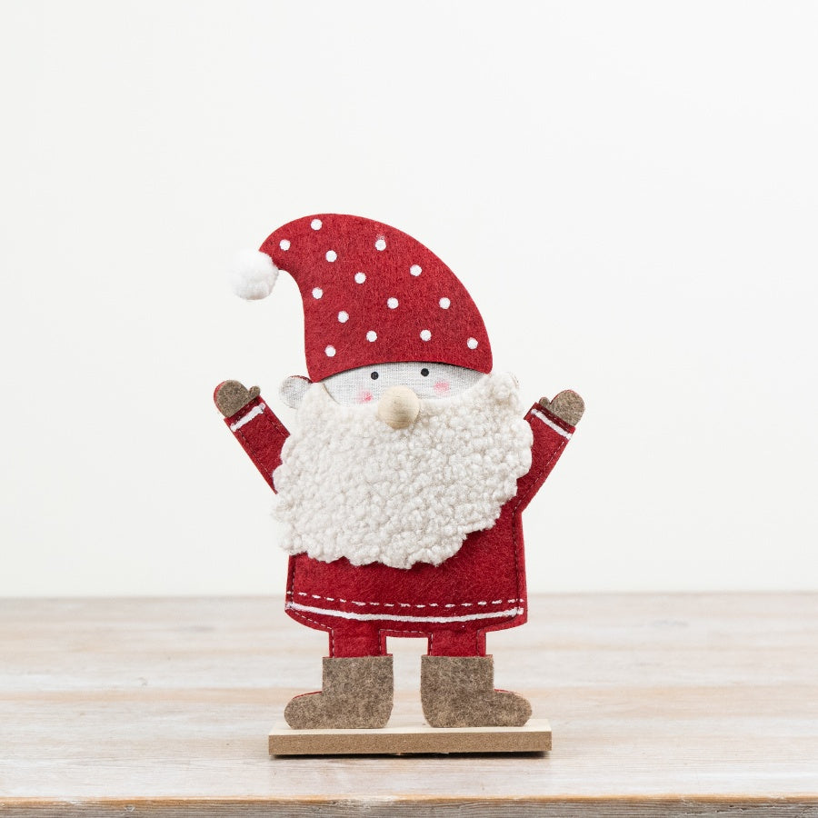 Felt Santa on Base Christmas Santa Decoration Red Felt Figure Freestanding Festive Home Décor 25x18x4cm Item #79547