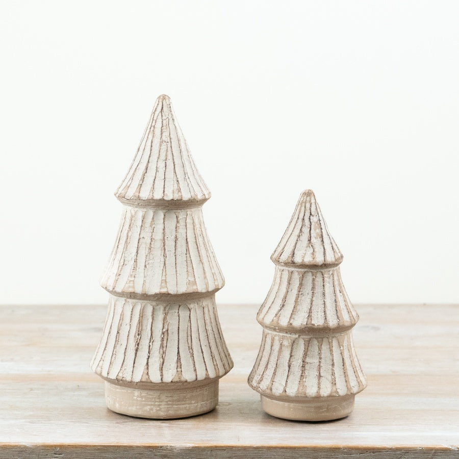 Stoneware Tree Decoration Tiered White Stoneware Christmas Tree Rustic Festive Home Décor 20x10.5cm Item #79622
