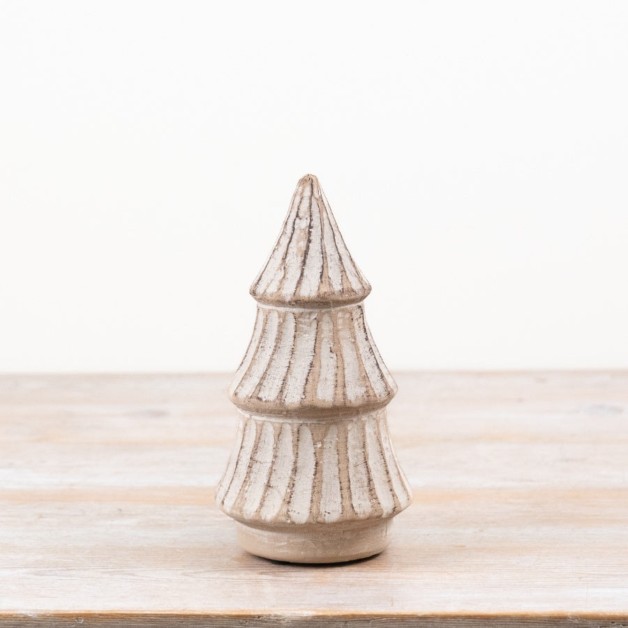 Stoneware Tree Decoration Tiered White Stoneware Christmas Tree Rustic Festive Home Décor 20x10.5cm Item #79622