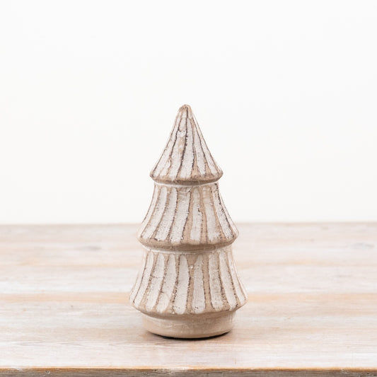 Stoneware Tree Decoration Tiered White Stoneware Christmas Tree Rustic Festive Home Décor 20x10.5cm Item #79622
