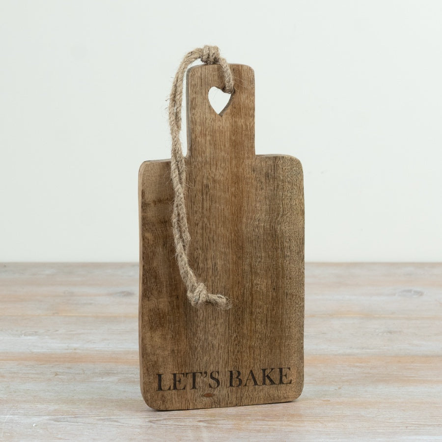 Lets Bake Wooden Chopping Board 28cm – Engraved Kitchen Board Baking Gift Rustic Food Prep and Serving Board