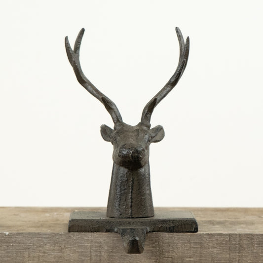 Cast Iron Stag Stocking Holder Christmas Mantel Stocking Hook Rustic Festive Home Décor 24cm