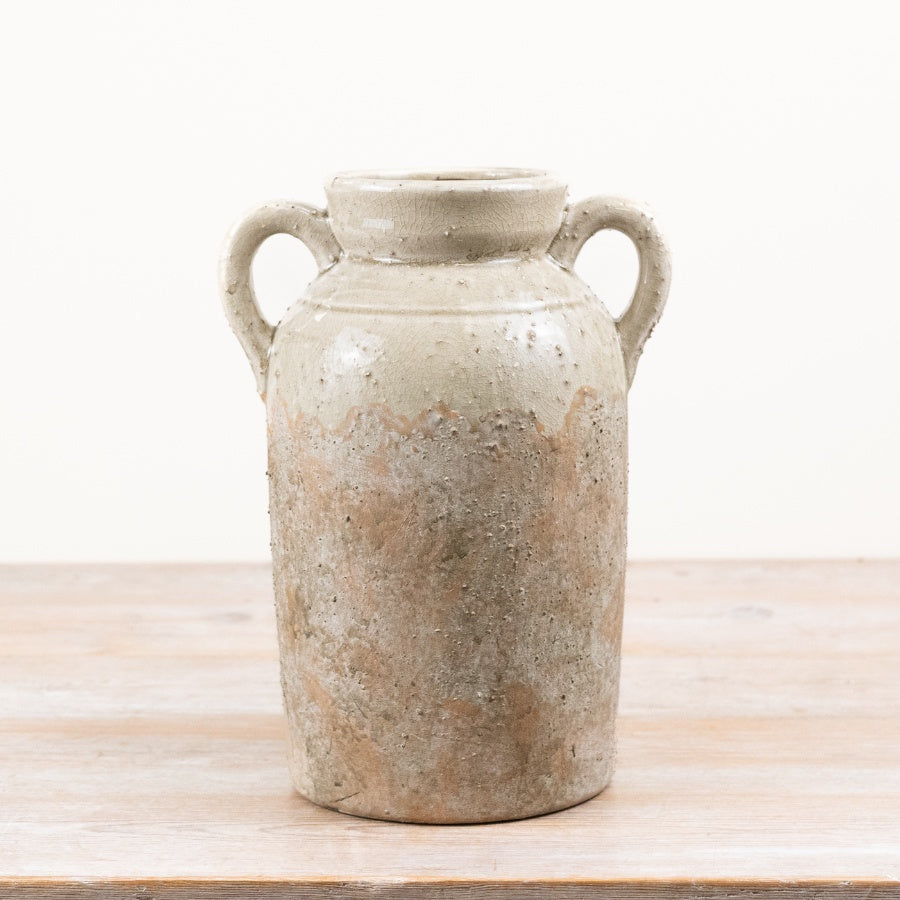 Urn Vase Decorative Ceramic Urn with Handles Rustic Farmhouse Flower Vase Home Décor 29cm