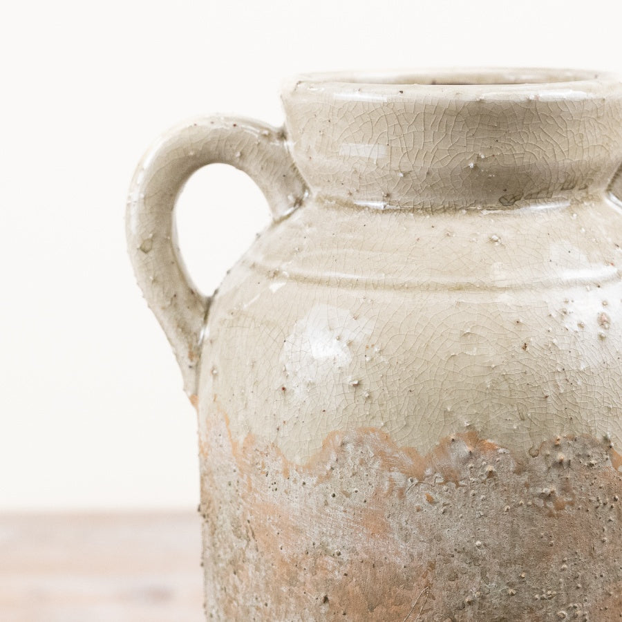 Urn Vase Decorative Ceramic Urn with Handles Rustic Farmhouse Flower Vase Home Décor 29cm