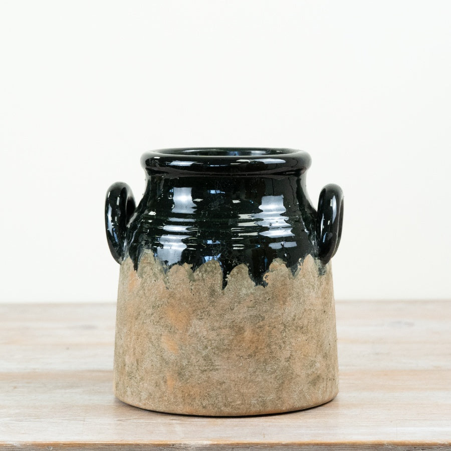 Hector Vase Two-Tone Ceramic Vase with Handles Rustic Decorative Flower Vase Home Décor 20cm