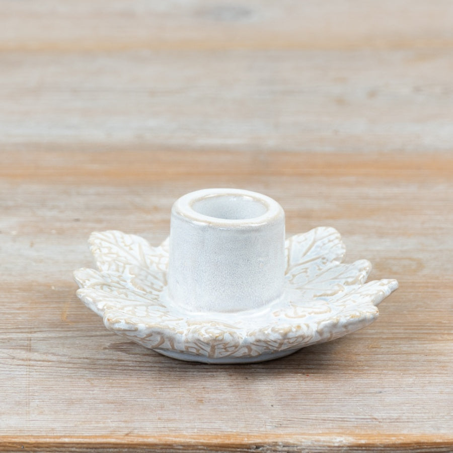 11cm Ceramic Leaf Candle Holder