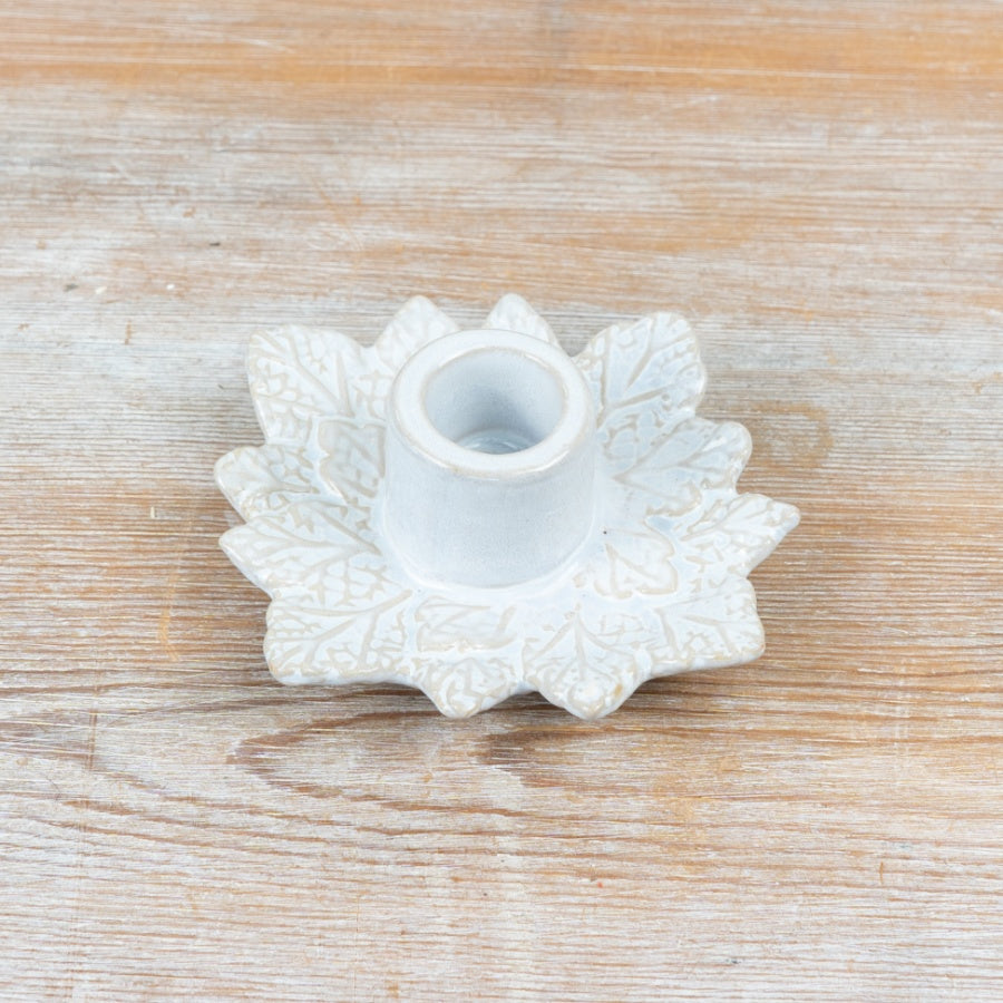 11cm Ceramic Leaf Candle Holder
