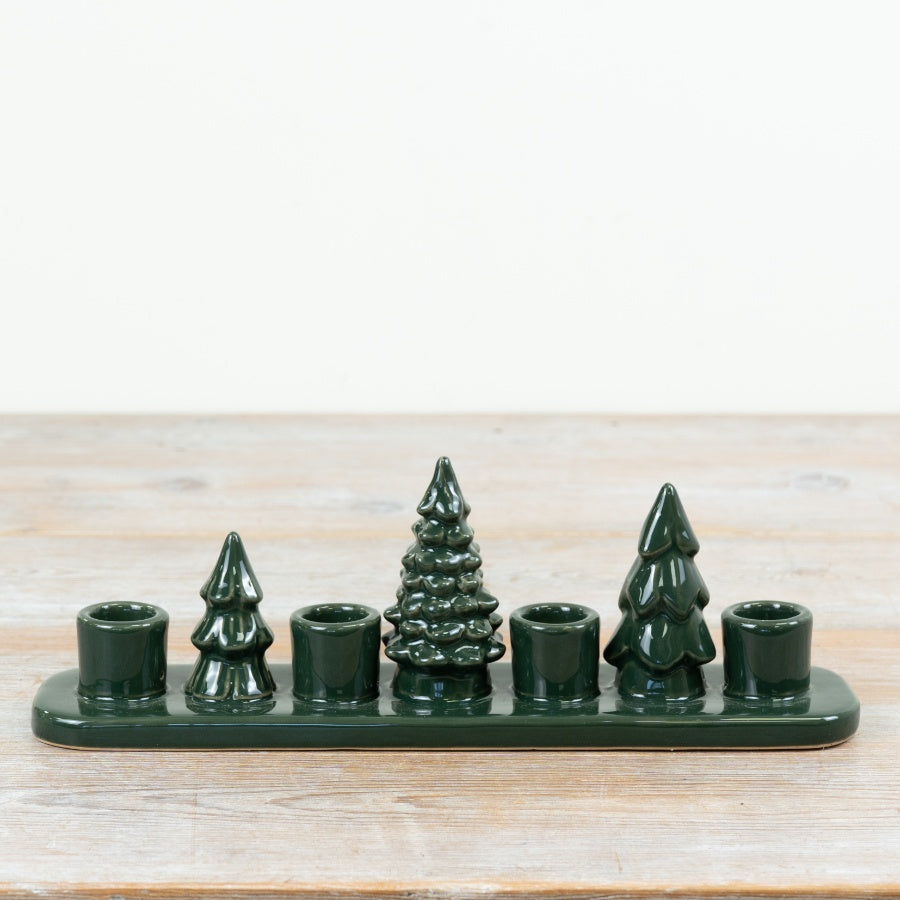 Dark Green Tree Candle Holder, 29.6cm