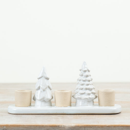 White Tree Candle Holder Decorative Candle Stand Woodland Christmas Home Décor Taper Pillar Candle 21.4cm Item #80113