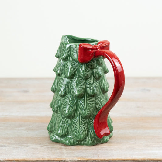 Tree With Bow Jug Ceramic Christmas Tree Jug Festive Decorative Vase Holiday Home Décor 20cm
