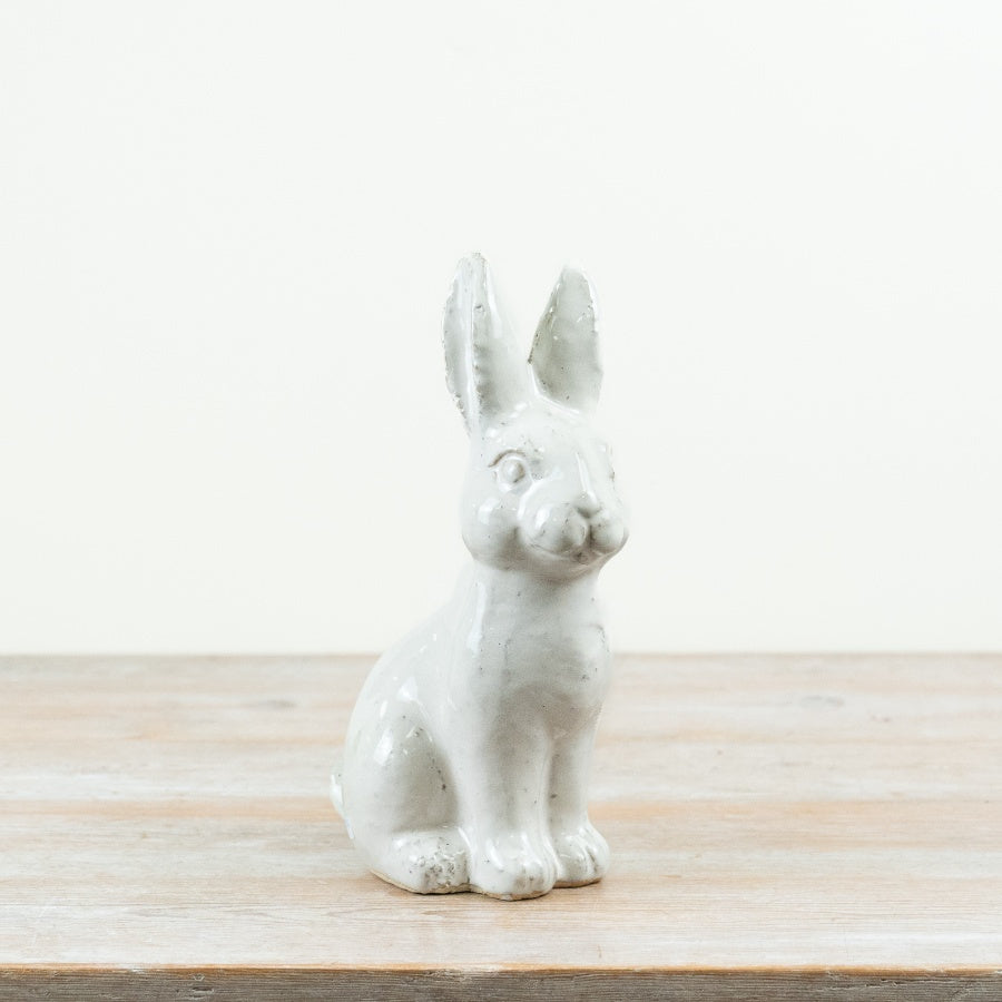 Ceramic Rabbit Sculpture Decorative Rabbit Ornament Contemporary Spring Home Décor Accent White 27cm Item #80257