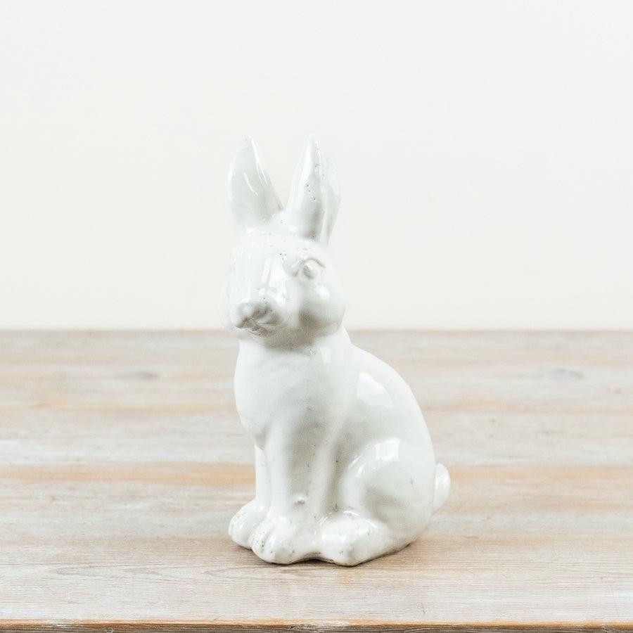 Ceramic Rabbit Décor Ornament White Rabbit Decoration Contemporary Spring Home Décor Accent 23cm Item #80258