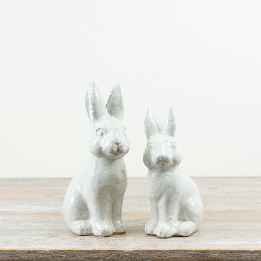 Ceramic Rabbit Décor Ornament White Rabbit Decoration Contemporary Spring Home Décor Accent 23cm Item #80258