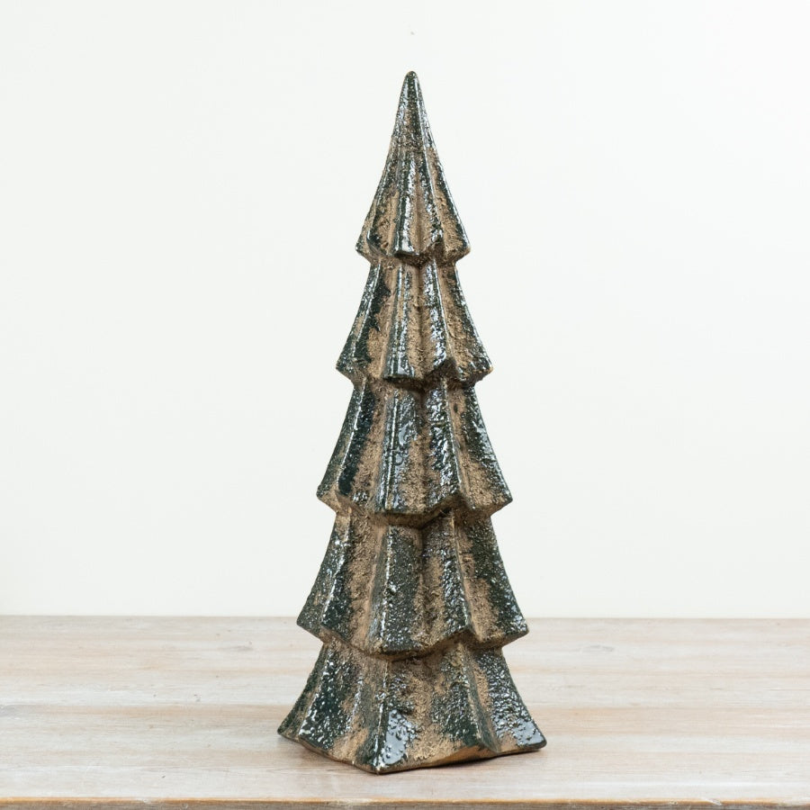 Rustic Green Ceramic Christmas Tree Decoration Glazed Festive Statement Ornament Holiday Home Décor 46cm Item #80259