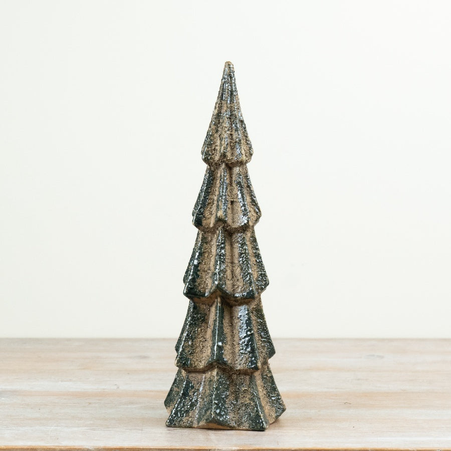 Rustic Green Christmas Tree Ceramic Christmas Tree Ornament Distressed Green Festive Home Décor 37cm Item #80260
