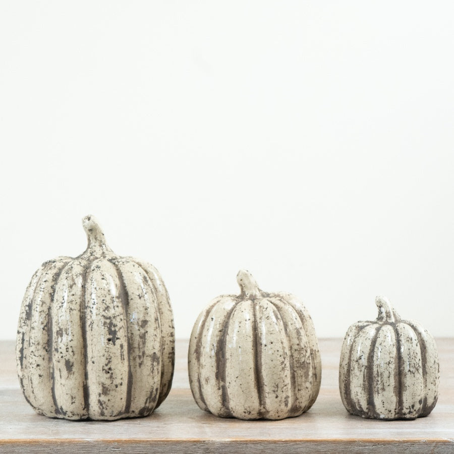 Speckled Pumpkin Ceramic Pumpkin Ornament Neutral Autumn Harvest Home Décor Rustic Seasonal Accent 21cm Item #80265