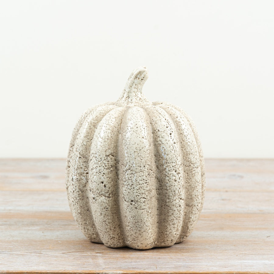 Speckled Pumpkin Ceramic Pumpkin Ornament Neutral Autumn Harvest Home Décor Rustic Seasonal Accent 21cm Item #80265