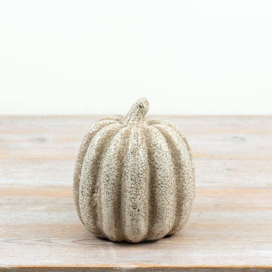 Rustic Ceramic Pumpkin Autumn Decoration Neutral Crackle Glaze Seasonal Home Décor 15.5cm Item #80266