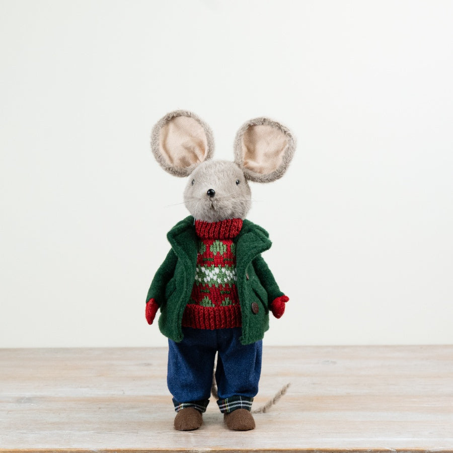 Mouse in Jumper Standing Mouse Decoration Felt Christmas Mouse Ornament Countryside Festive Home Décor 40cm Item #80316