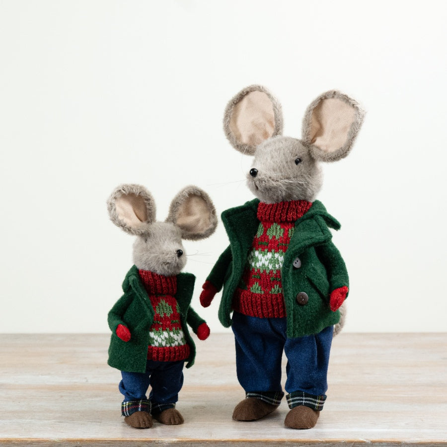 Mouse in Jumper Standing Mouse Decoration Felt Christmas Mouse Ornament Countryside Festive Home Décor 40cm Item #80316