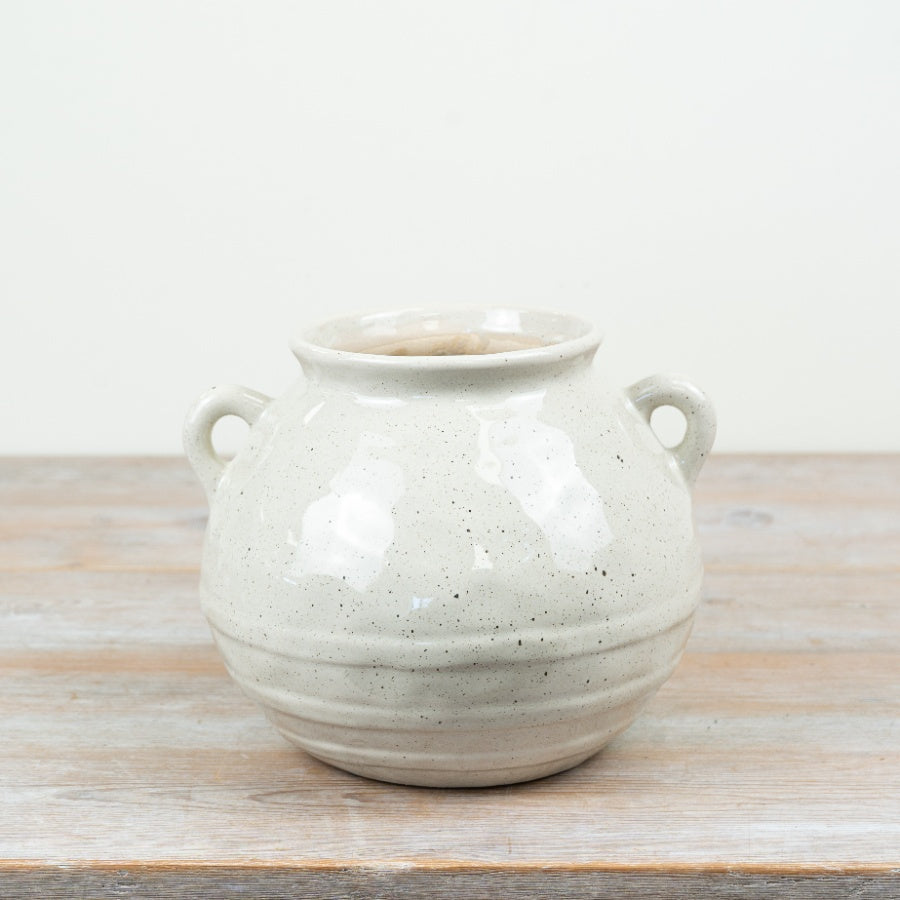 Round Vase with Handle Ceramic Vase Decorative Flower Vase Rustic Neutral Home Décor 23.5cm Item #80325