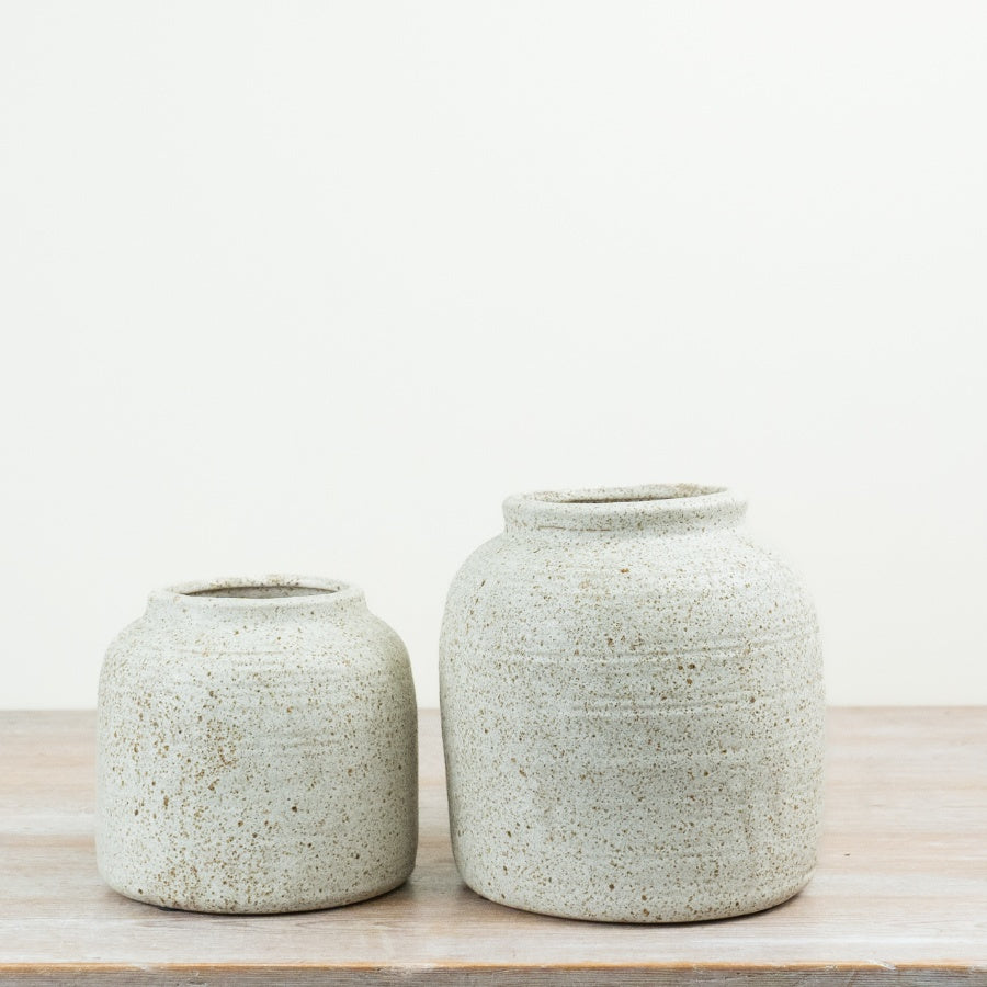 Natural Tone Vase Rustic Ceramic Vase Neutral Speckled Decorative Flower Vase Home Décor 17.8x16cm Item #80329