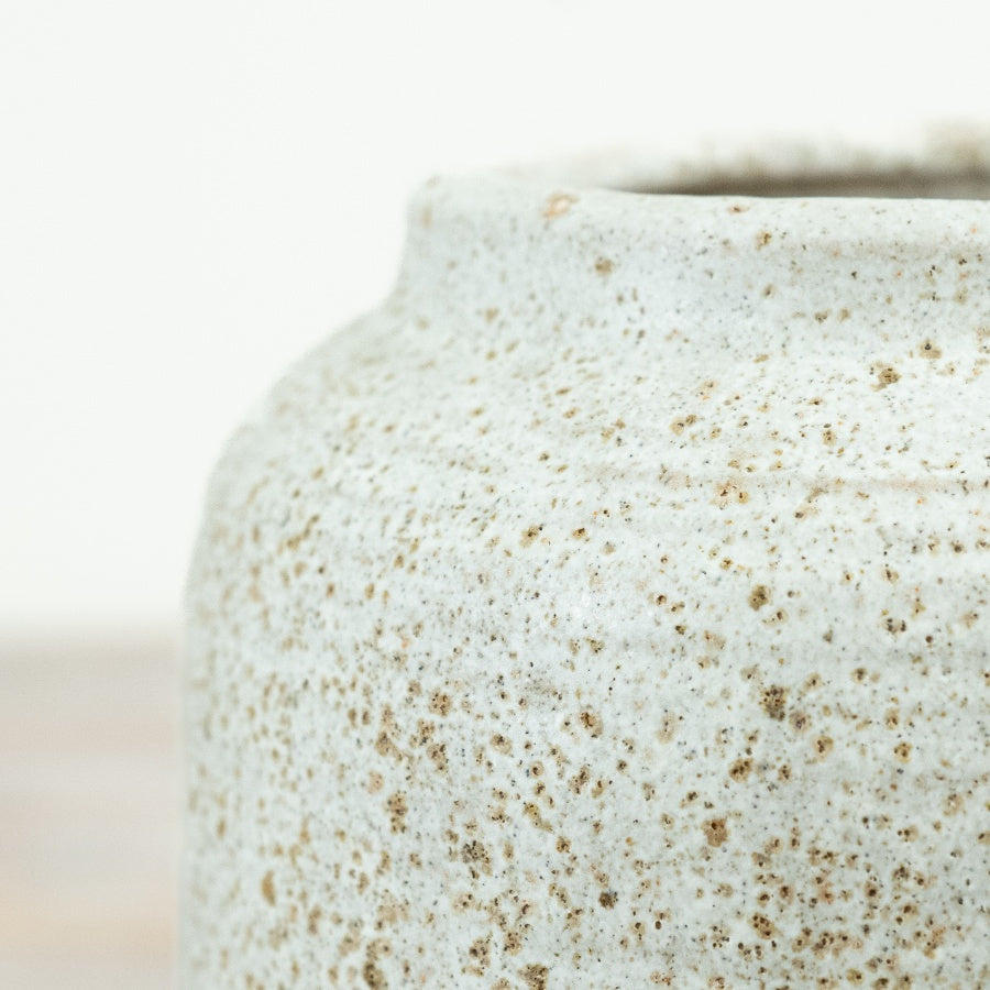 Natural Tone Vase Rustic Ceramic Vase Neutral Speckled Decorative Flower Vase Home Décor 17.8x16cm Item #80329