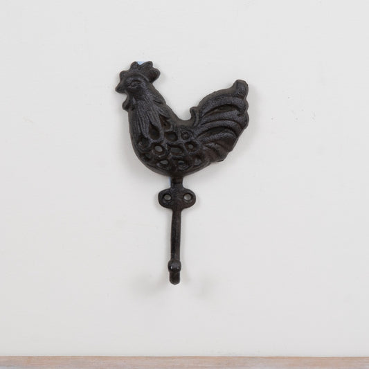 Cast Iron Rooster Hook 10.5cm – Rustic Animal Wall Hook Farmhouse Coat Key Towel Holder Decor
