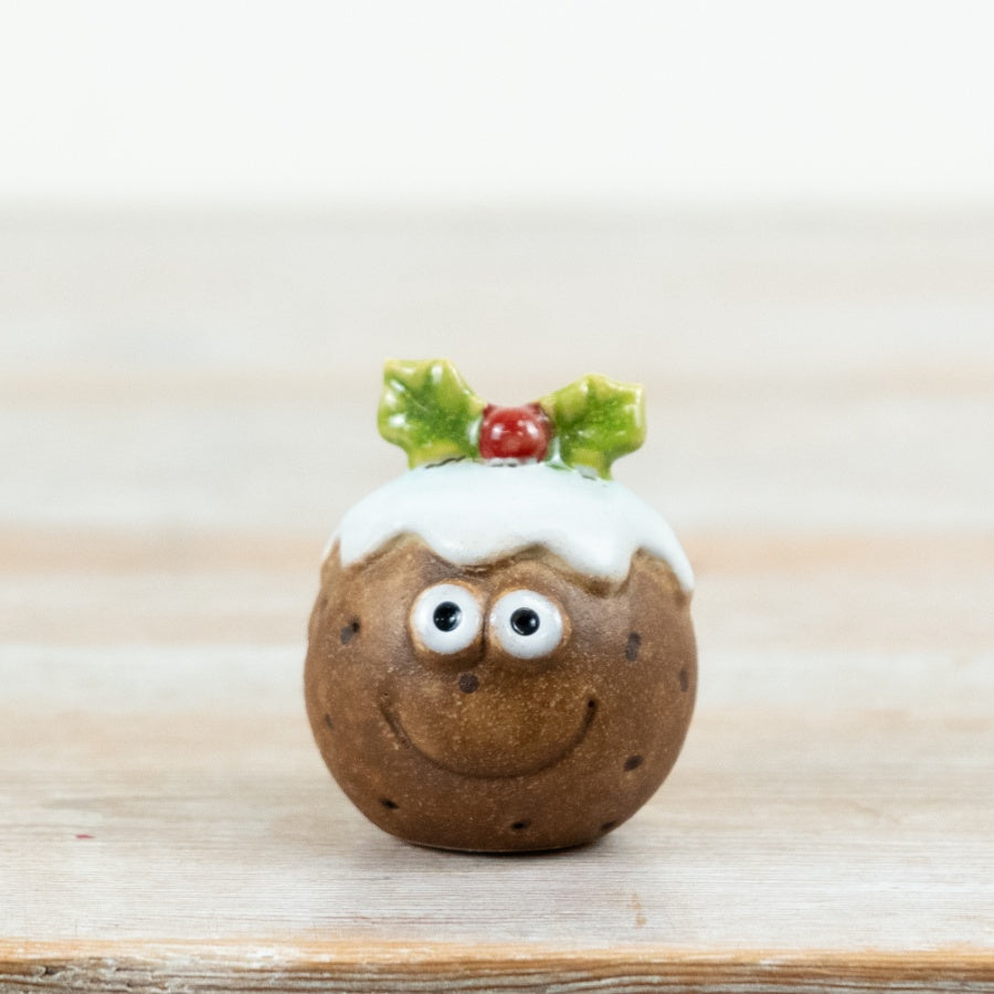 Little Lookers Christmas Pudding Ornament Ceramic Festive Pudding Decoration Christmas Home Décor Gift 5.7cm