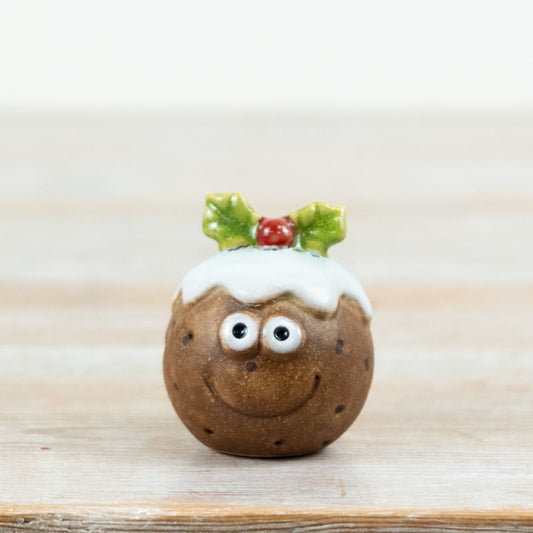 Little Lookers Christmas Pudding Ornament Ceramic Festive Pudding Decoration Christmas Home Décor Gift 5.7cm