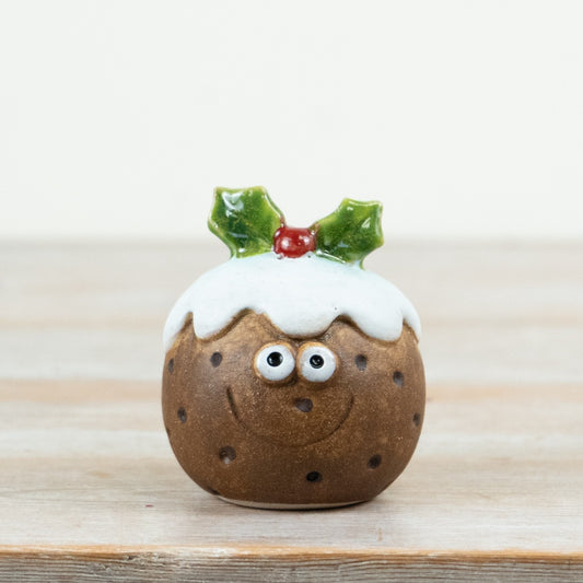 Little Lookers Christmas Pudding Ornament Ceramic Festive Decoration Christmas Home Décor Gift 8.6cm