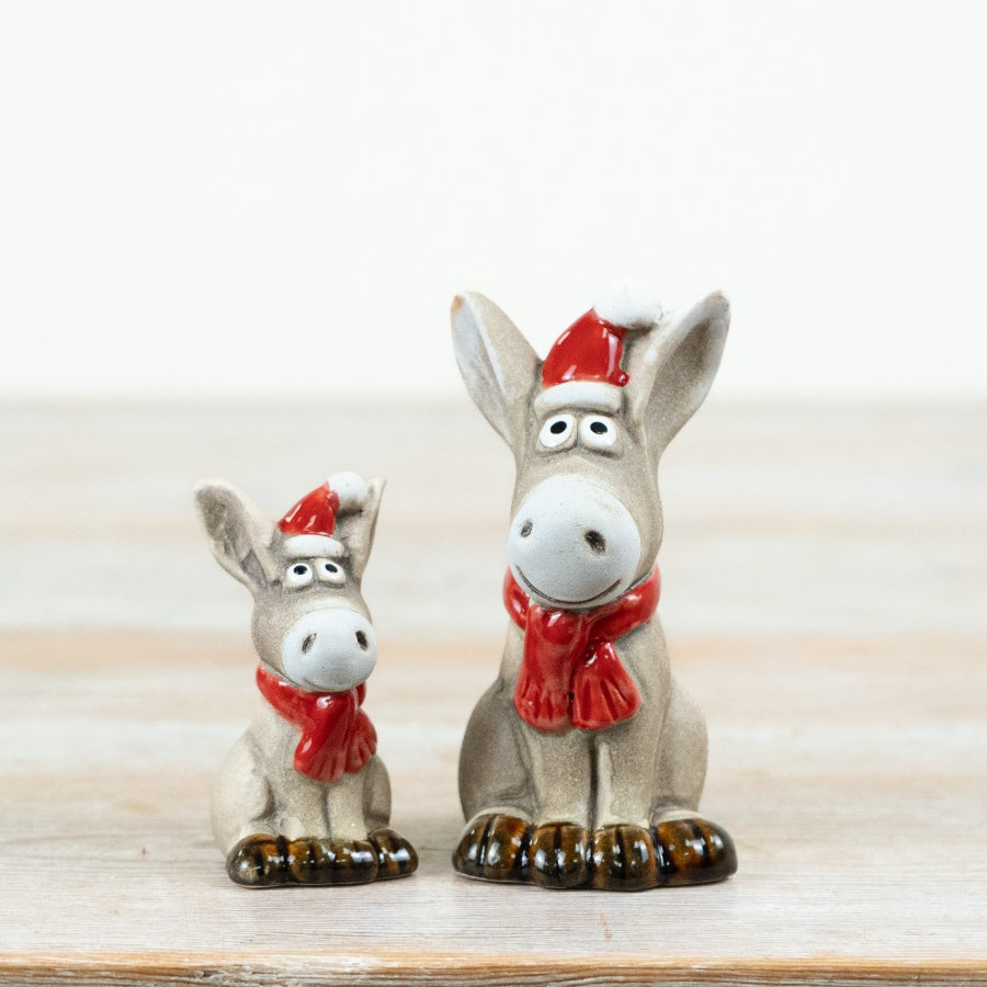 Little Lookers Rosy Eyes Festive Donkey Ornament Ceramic Christmas Donkey Decoration Home Décor Gift 10cm