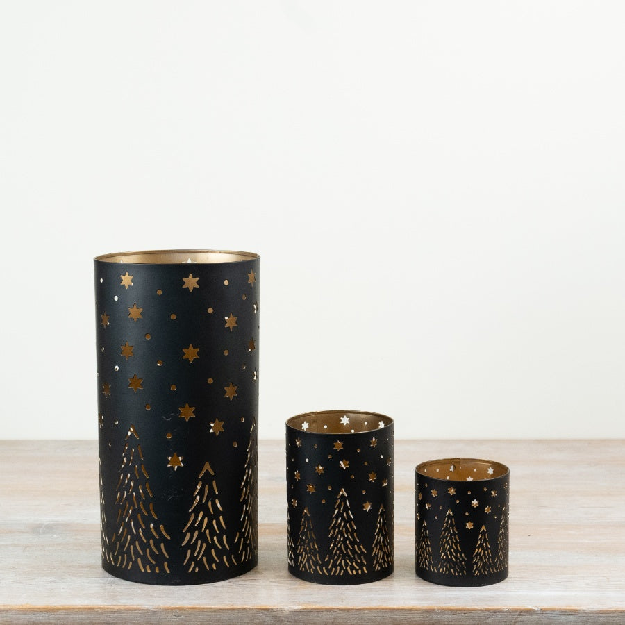 Star & Tree Cut-Out Lantern, 15cm