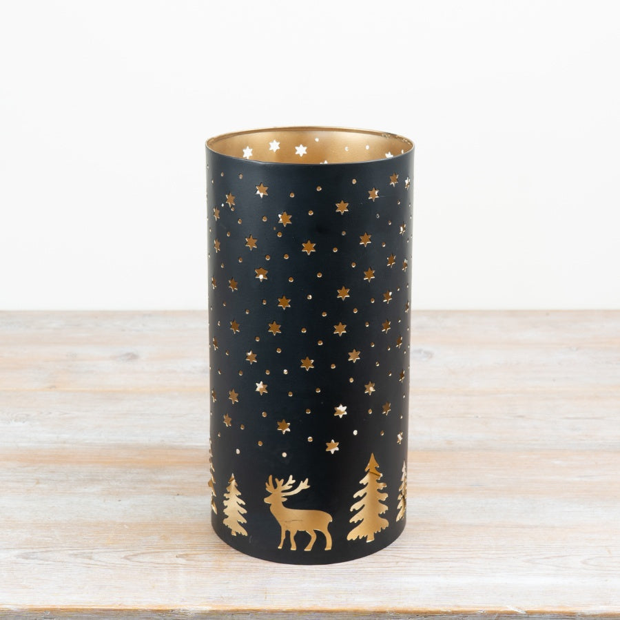 Black and Gold Iron Votive Holder, 30cm