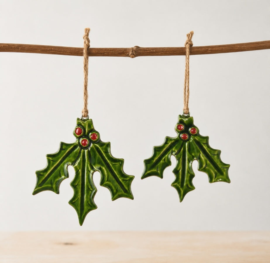 Hanging Holly Deco, 12cm