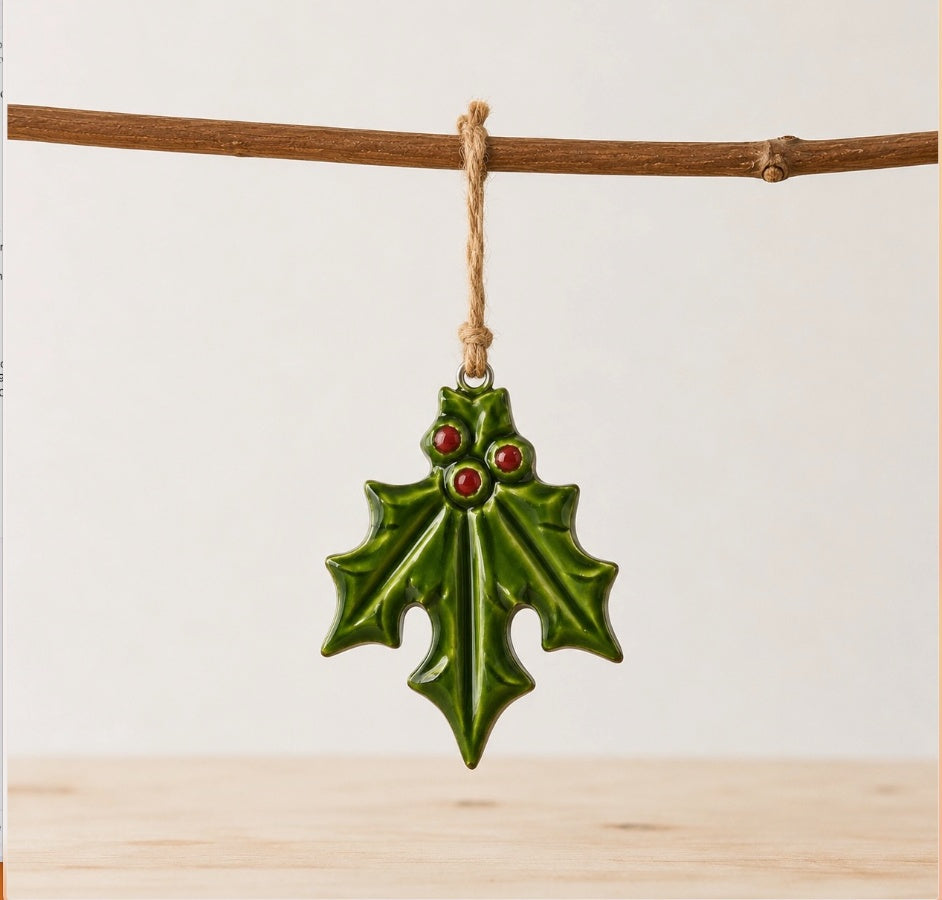 Hanging Holly Deco, 12cm