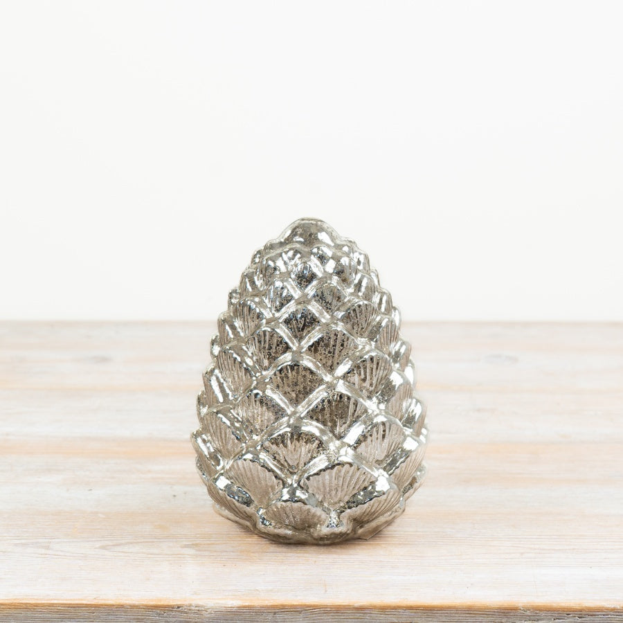 LED Pinecone Light Up Glass Autumn Seasonal Decoration Winter Seasonal Home Décor 15.5cm Item #80720