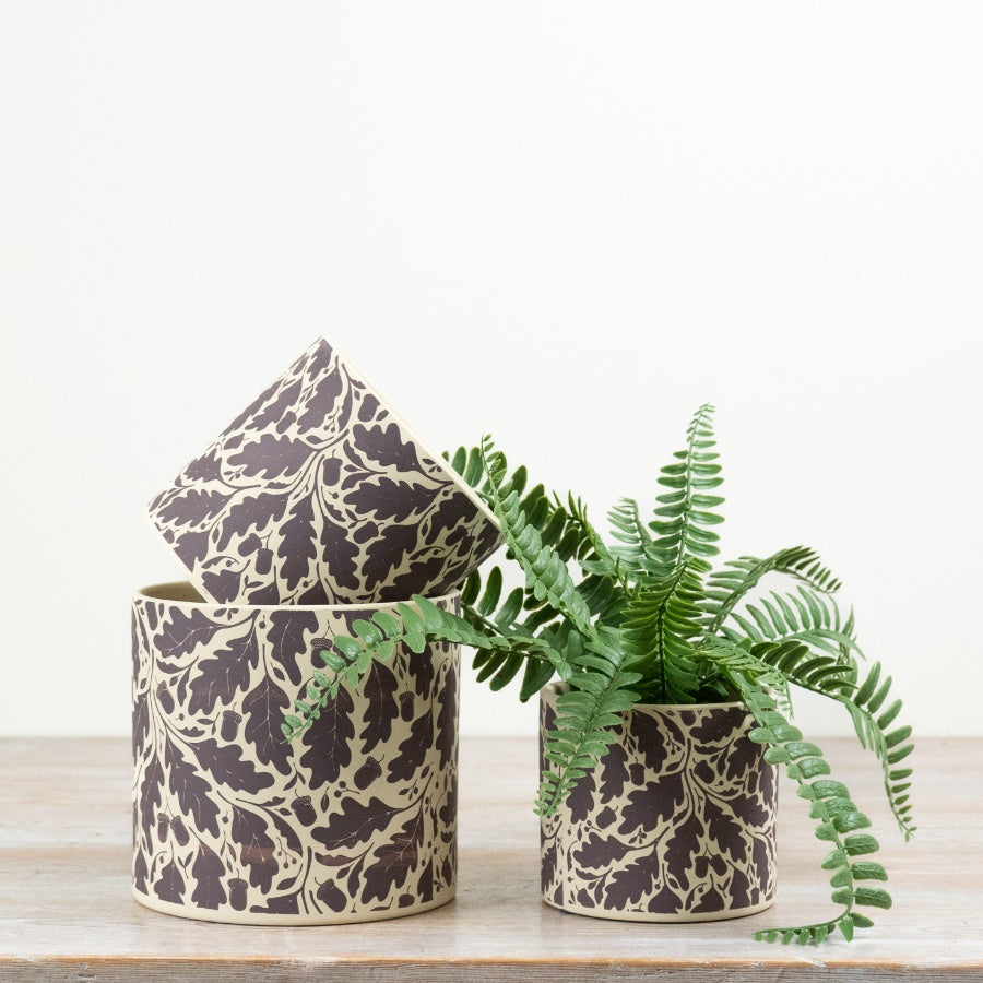 Oak Leaf Planter Pot Woodland Botanical Plant Pot Country Cottage Home Decor 16.5cm