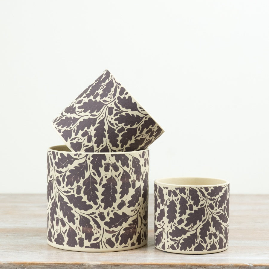 Oak Leaf Planter Pot Woodland Botanical Plant Pot Country Cottage Home Decor 11.8cm