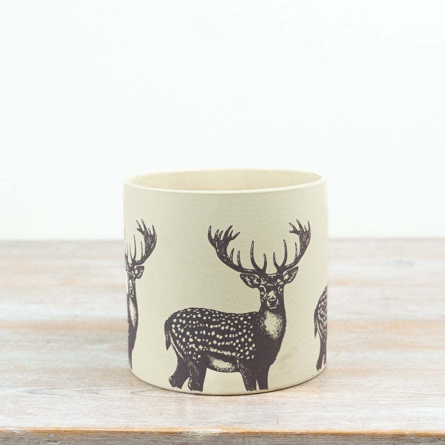 Terracotta Reindeer Plant Pot Rustic Woodland Planter Christmas Home Decor 13.5cm