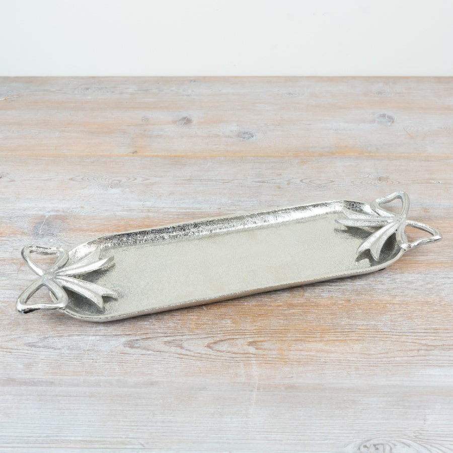 Silver Bow Aluminium Candle Tray, 45cm