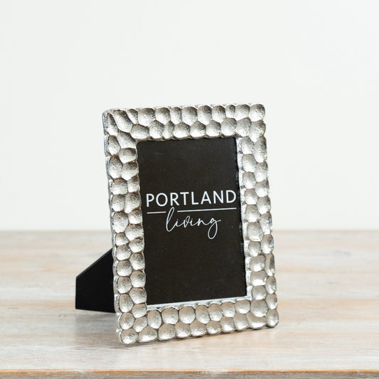 Textured Metal Photo Frame 23.5cm – Decorative Metallic Picture Frame, Modern Display Accent for Shelves & Tables