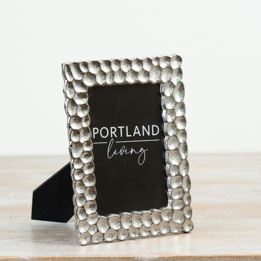 Textured Metallic Photo Frame 20cm – Pebble Effect Picture Frame, Modern Decorative Display for Shelf or Table