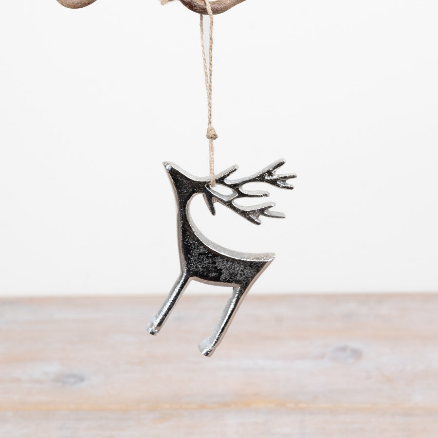 11cm Aluminium Hanging Reindeer Decoration