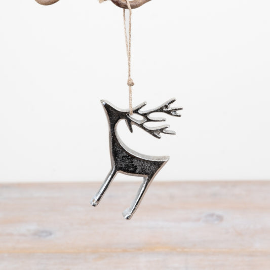 11cm Aluminium Hanging Reindeer Decoration